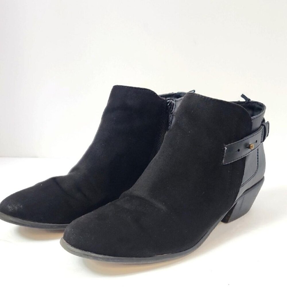Old Navy Black Ankle Boots Side Zip Buckle Round Toe Size 9